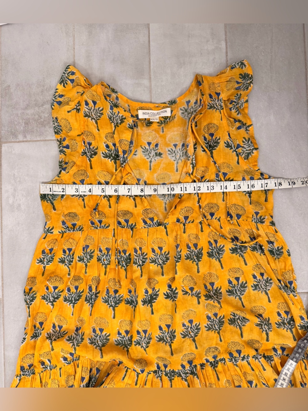 Emerson Fry India Collection Angel Mini Dress Big Marigold Yellow Size XS/S - Picture 7 of 7